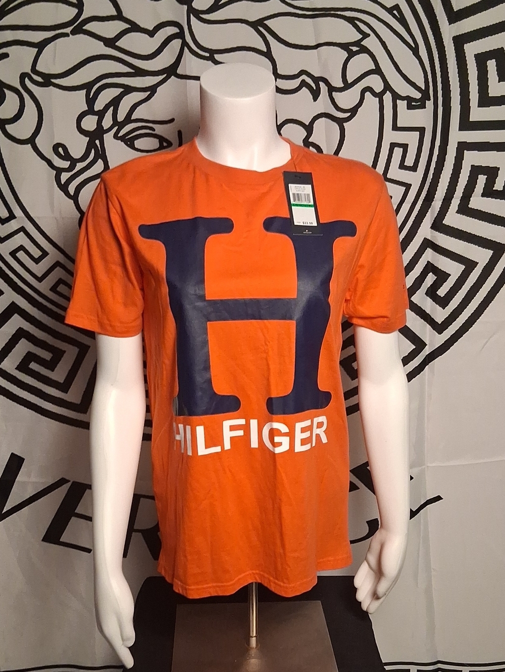 Tommy Hilfiger Orange Tee with Navy H Logo